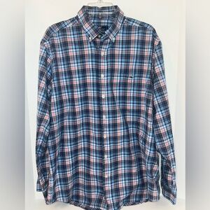 Vineyard Vines mens Slim Fit Tucker blue red white plaid cotton shirt size XL